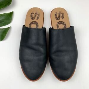 Sorel Ella Mules Slip On Flats Black Leather Women's 7.5